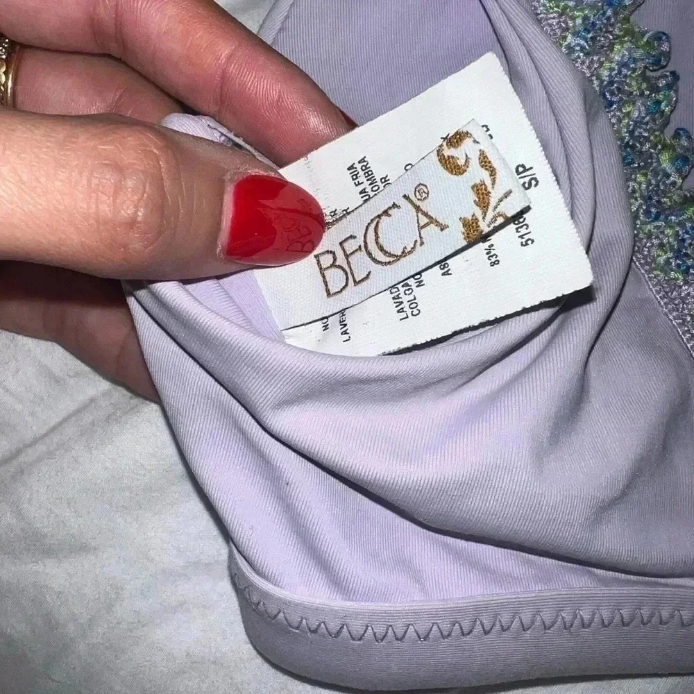 Becca by Rebecca Virtue Womens Mardi Gras Classic Bikini Top Size Small